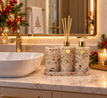 Kit Trio Aromatizador, Saboneteira, Porta Escova e Bandeja Em Pedra Quartzo Cristal de Natal