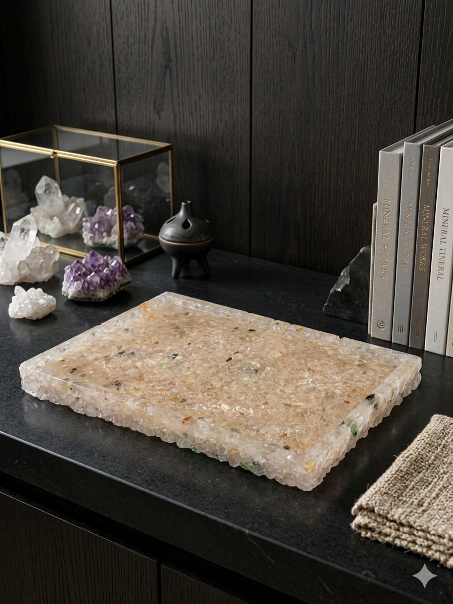 Bandeja De Pedra Para Lavabo Decorativa Quadrada Cor Rosa