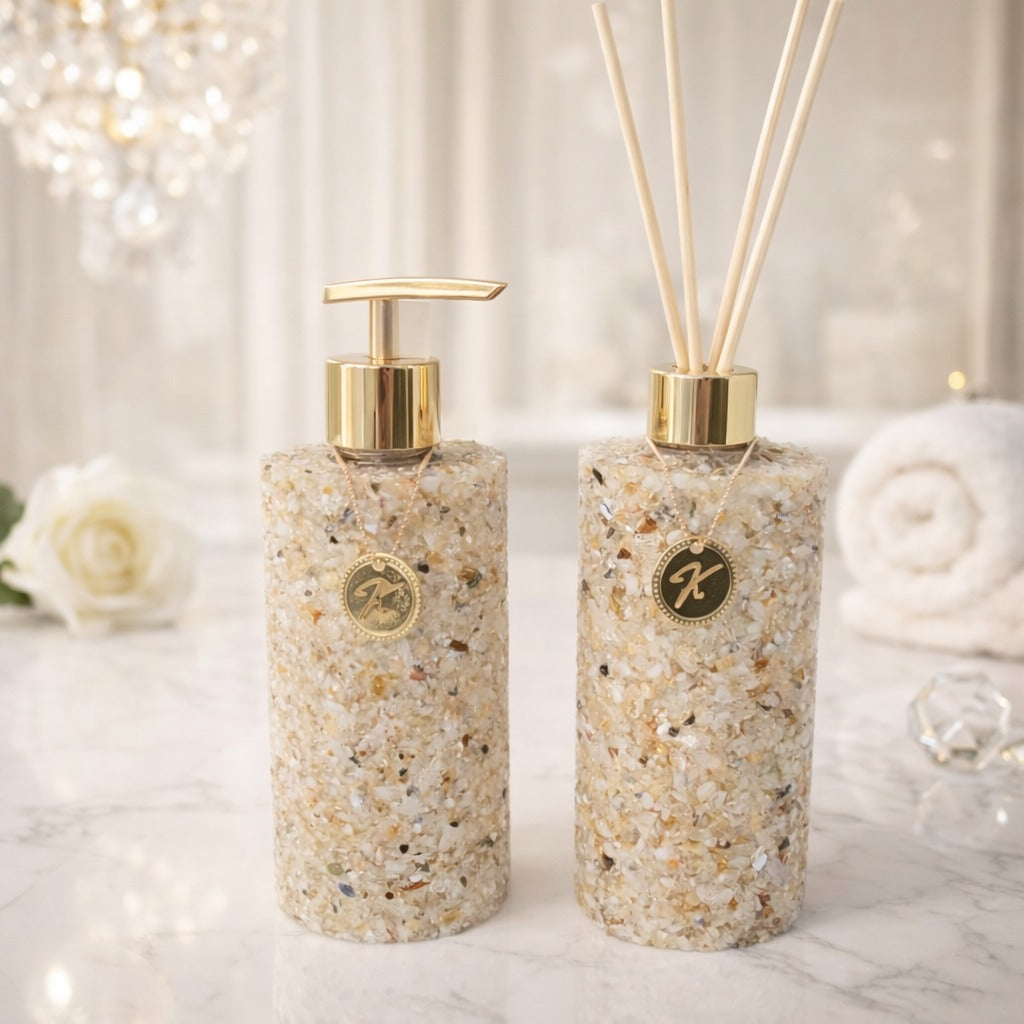 Kit Vidro Aromatizador Saboneteira Luxo Cor Citrino
