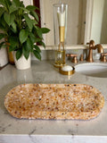 Bandeja De Pedra Trio Para Lavabo Decorativa Oval Grande Cor Citrino