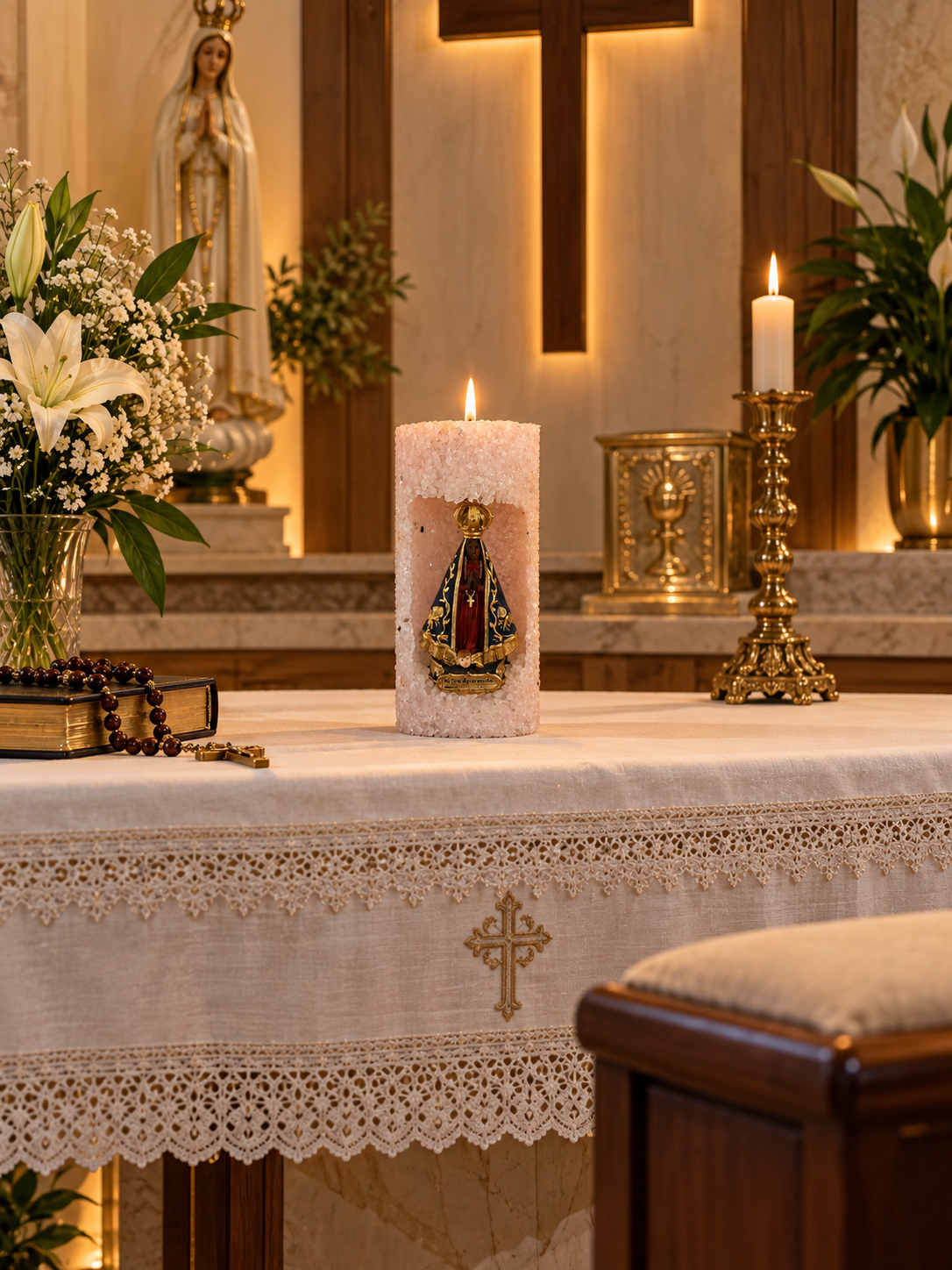 Velas aromática Kasameo Nossa Senhora Aparecida Rosa Manto Azul