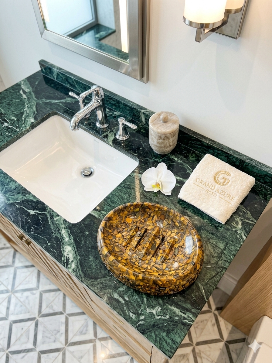Porta Sabonete Saboneteira Luxo Lavabo Cor Olho de Tigre