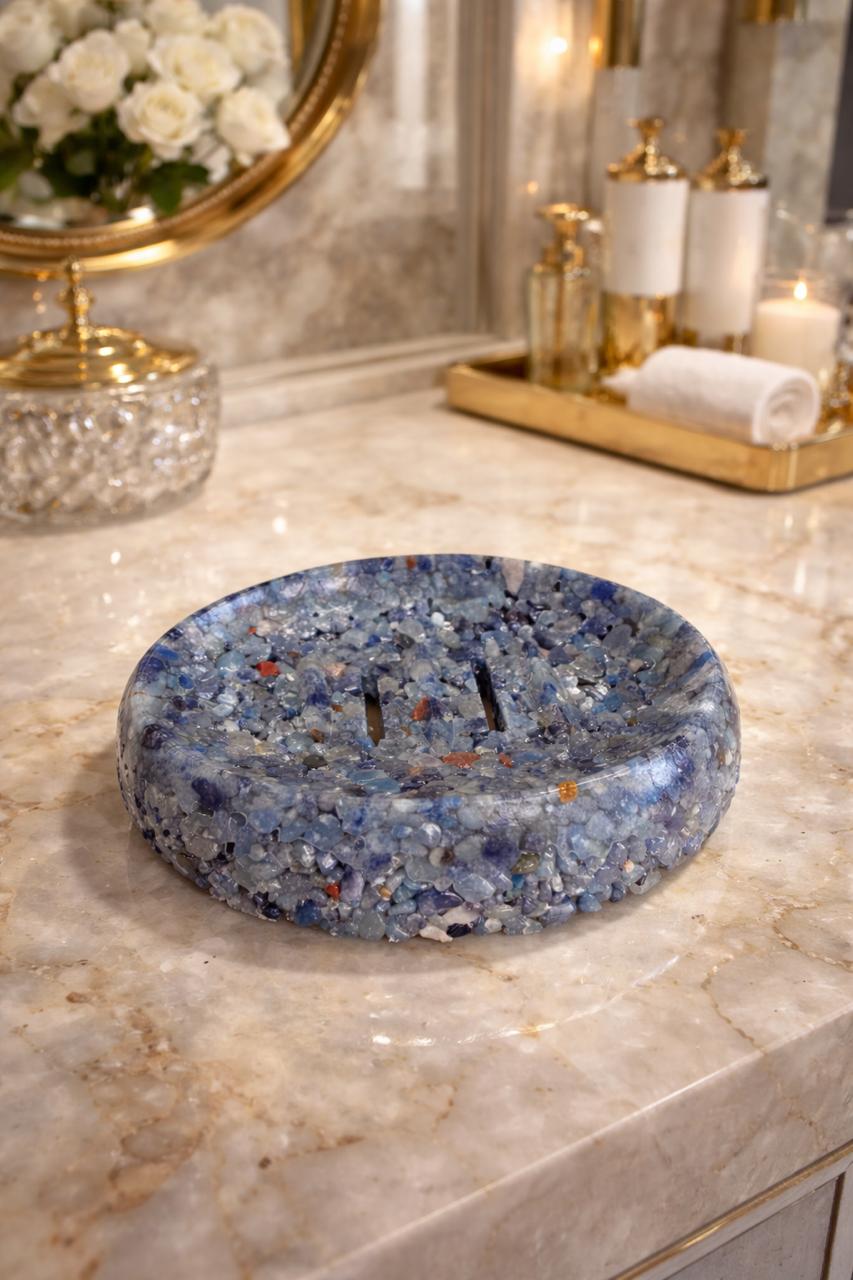 Porta Sabonete Saboneteira Luxo Lavabo Cor Azul