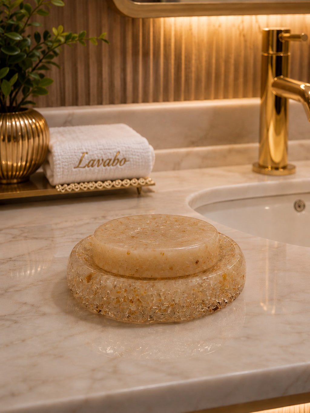 Porta Sabonete Saboneteira Luxo Lavabo Linha Premium Citrino Premium