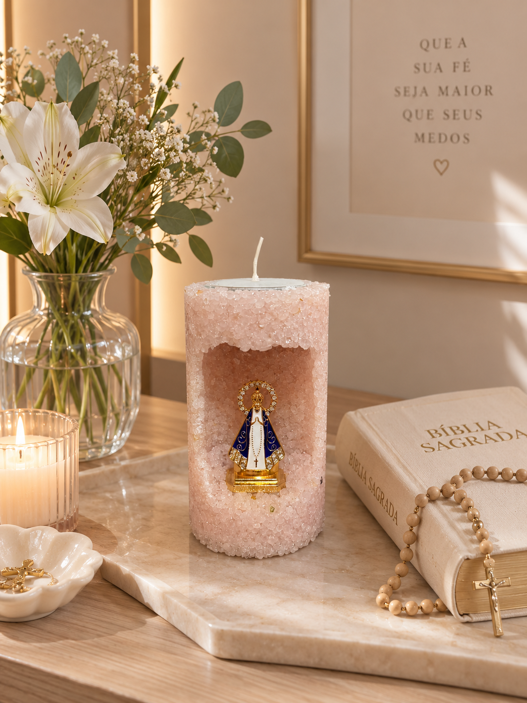 Vela Aromática Decorativas Aromatizada Presente Artesanal Rosa