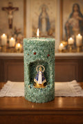 Vela de Nossa Senhora Aromática Decorativas Presente Artesanal Quartzo Verde