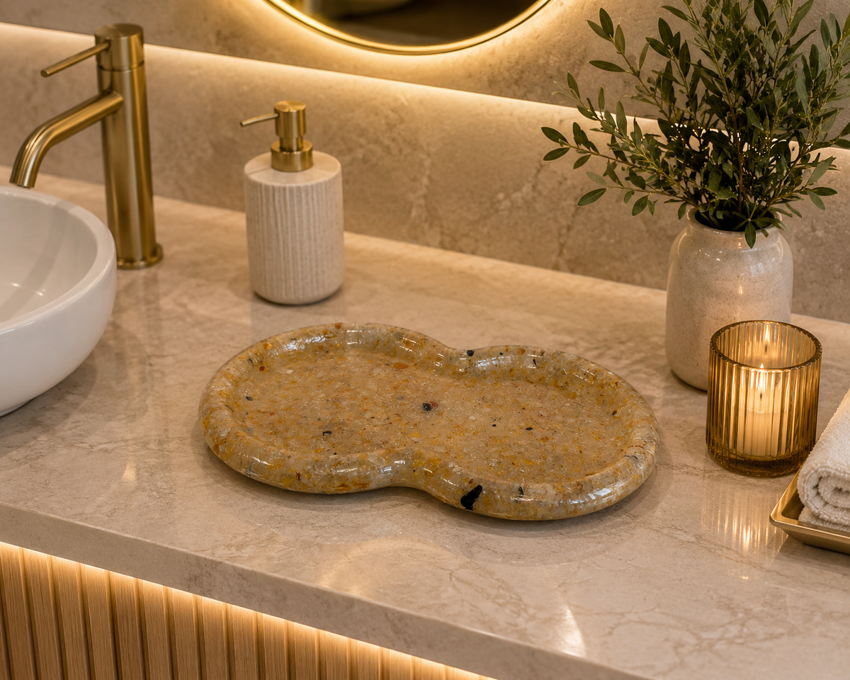 Bandeja Decorativa de Pedra Infinito para Lavabo Kasameo Premium Citrino Premium