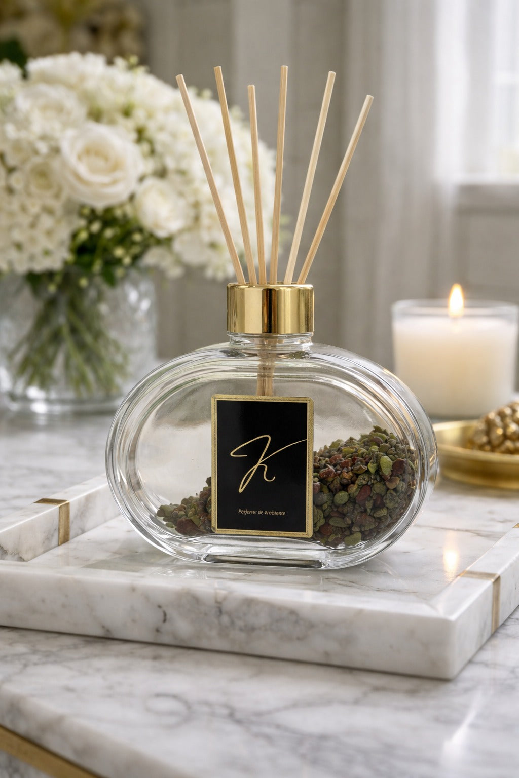 Kit Vidro Lavabo Luxo Presente Decorativo Dourado - Amadeirado (Tr Wood)