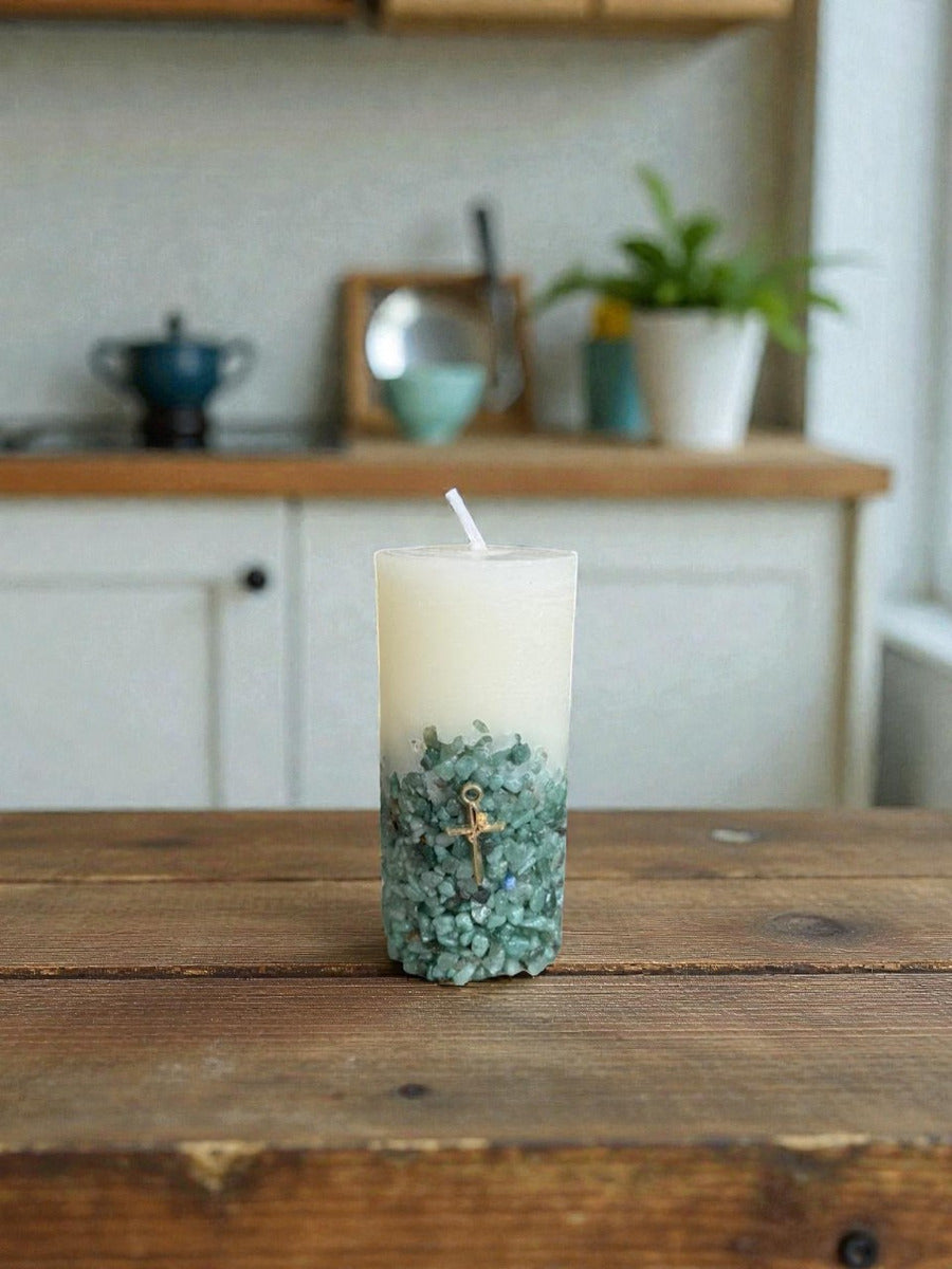 Vela Aromática Perfumada Poder Das Pedras em Quartzo Verde