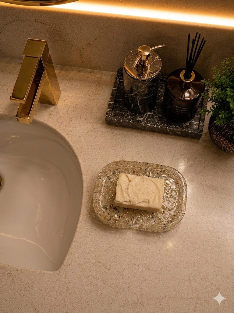 Porta Sabonete Saboneteira Quadrado Lavabo Cor Cristal