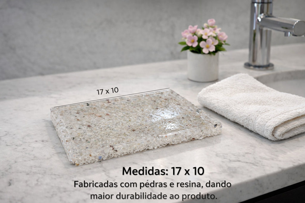 Bandeja De Pedra Para Lavabo Decorativa Quadrada Cor Cristal