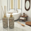 Kit Vidro Aromatizador E Saboneteira Banheiro Quartzo Fosco