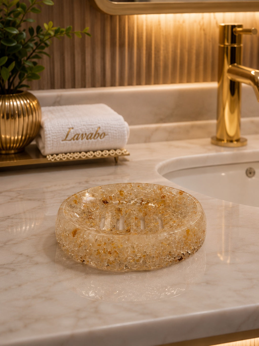 Porta Sabonete Saboneteira Luxo Lavabo Linha Premium Citrino Premium