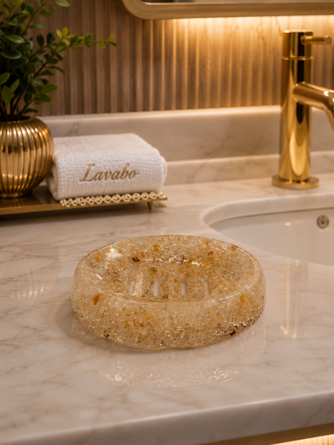 Porta Sabonete Saboneteira Luxo Lavabo Linha Premium Citrino Premium