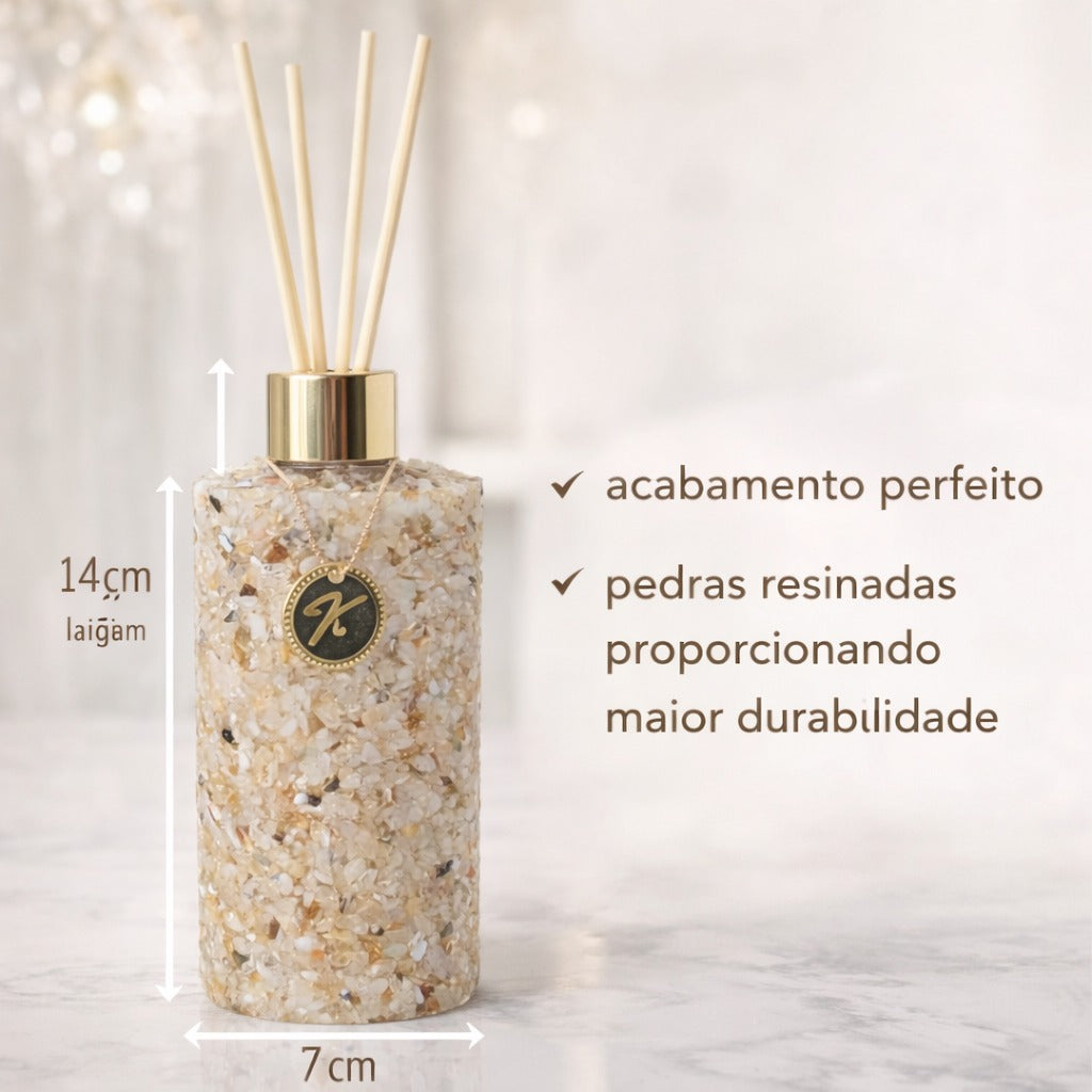 Kit Vidro Aromatizador Saboneteira Luxo Cor Citrino