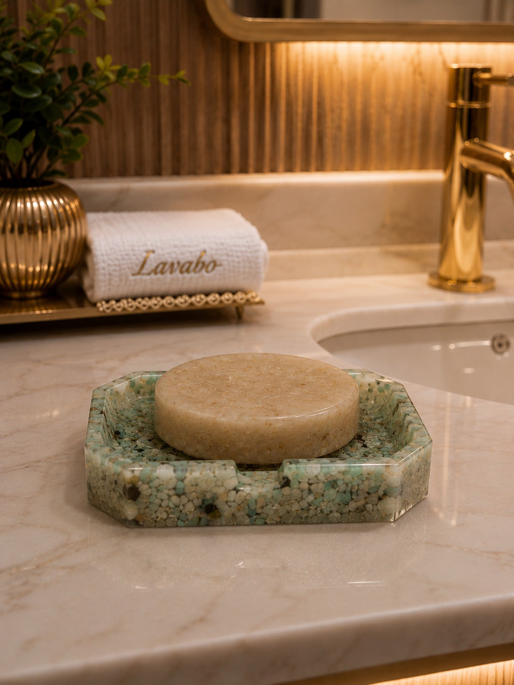 Porta Sabonete Saboneteira Elegance Premium Luxuosa Kasameo Verde Tifany