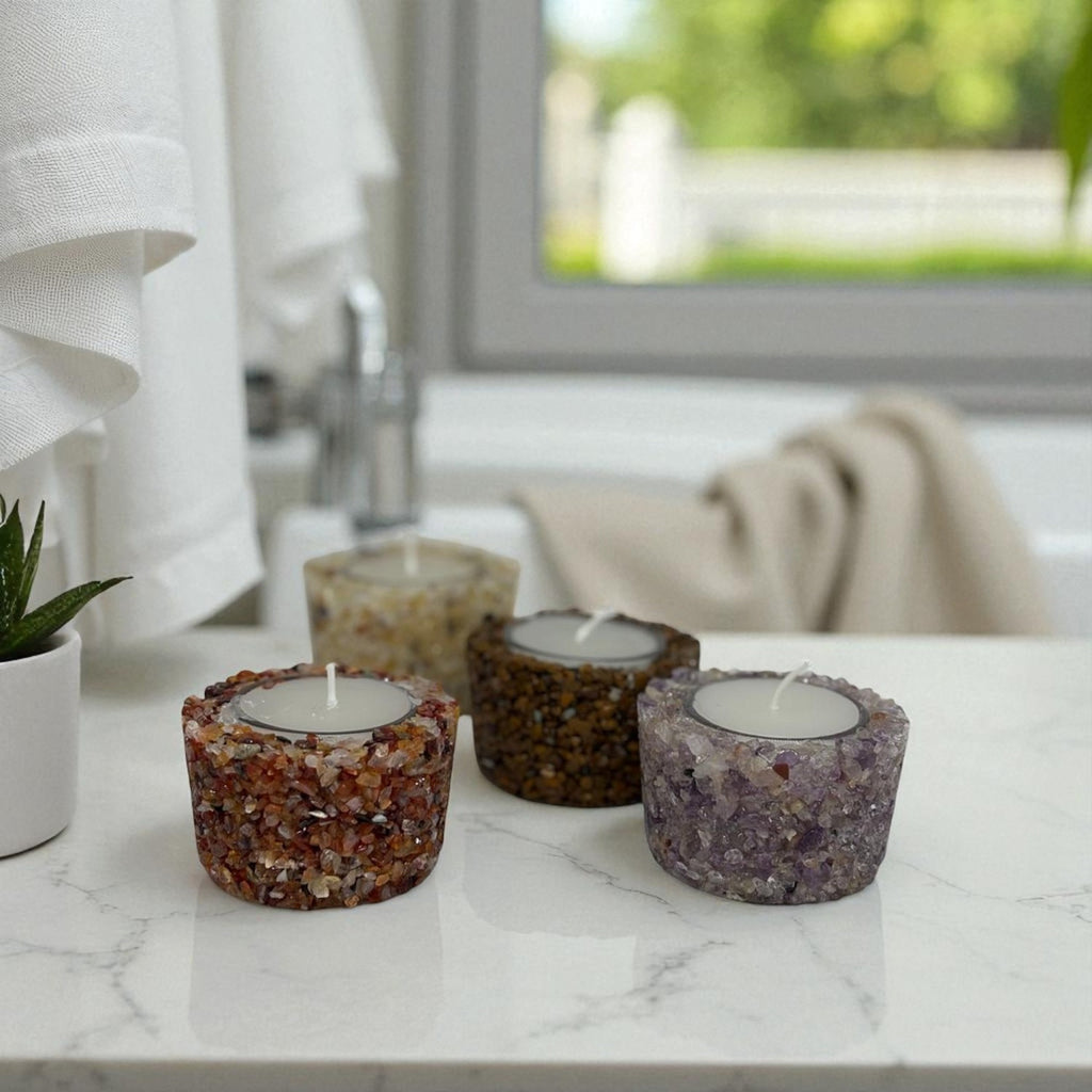Vela Aromática Em Pedras Naturais Presente Decorativa Floral - Ametista