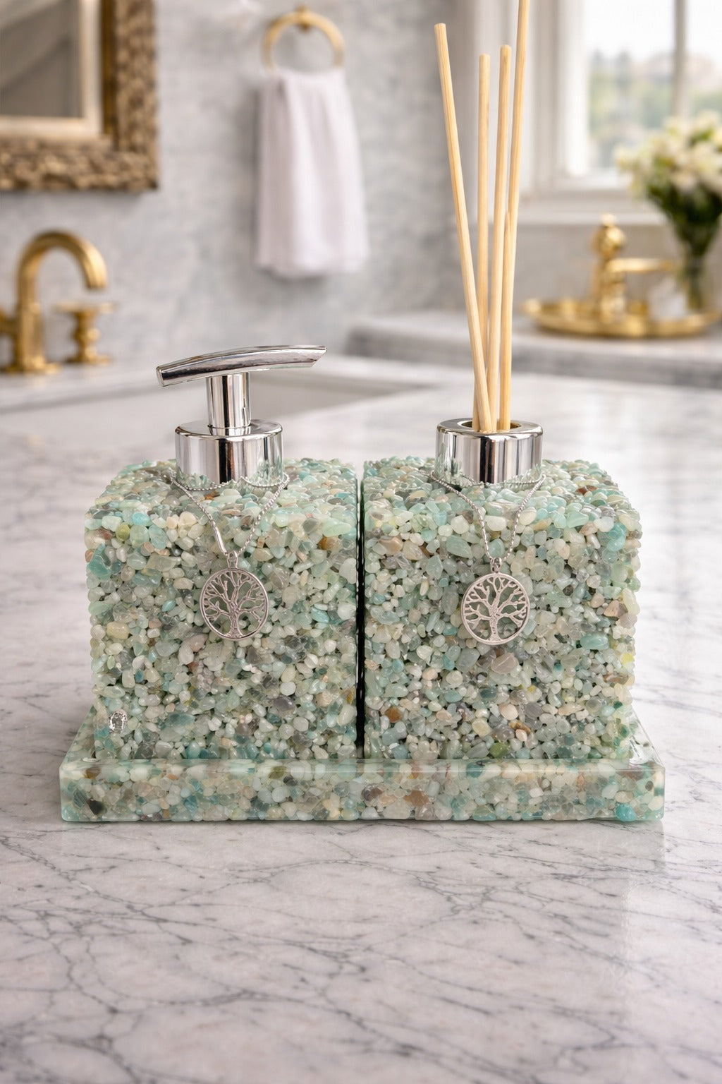 Bandeja De Pedra Para Lavabo Decorativa Quadrada Premium Tifany
