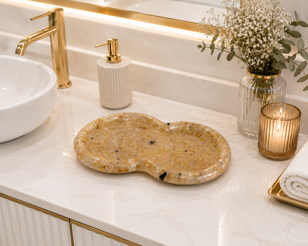 Bandeja Decorativa de Pedra Infinito para Lavabo Kasameo Premium Citrino Premium