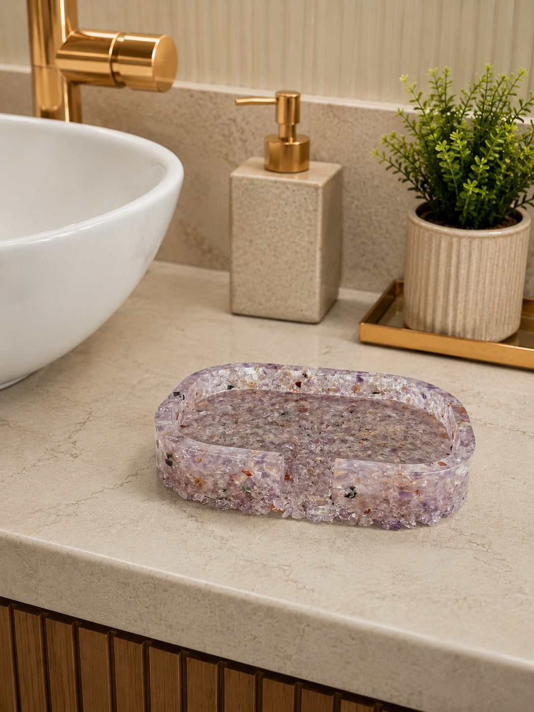 Porta Sabonete Saboneteira Quadrado Lavabo Cor Ametista