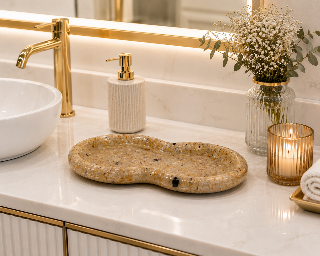 Bandeja Decorativa de Pedra Infinito para Lavabo Kasameo Premium Citrino Premium