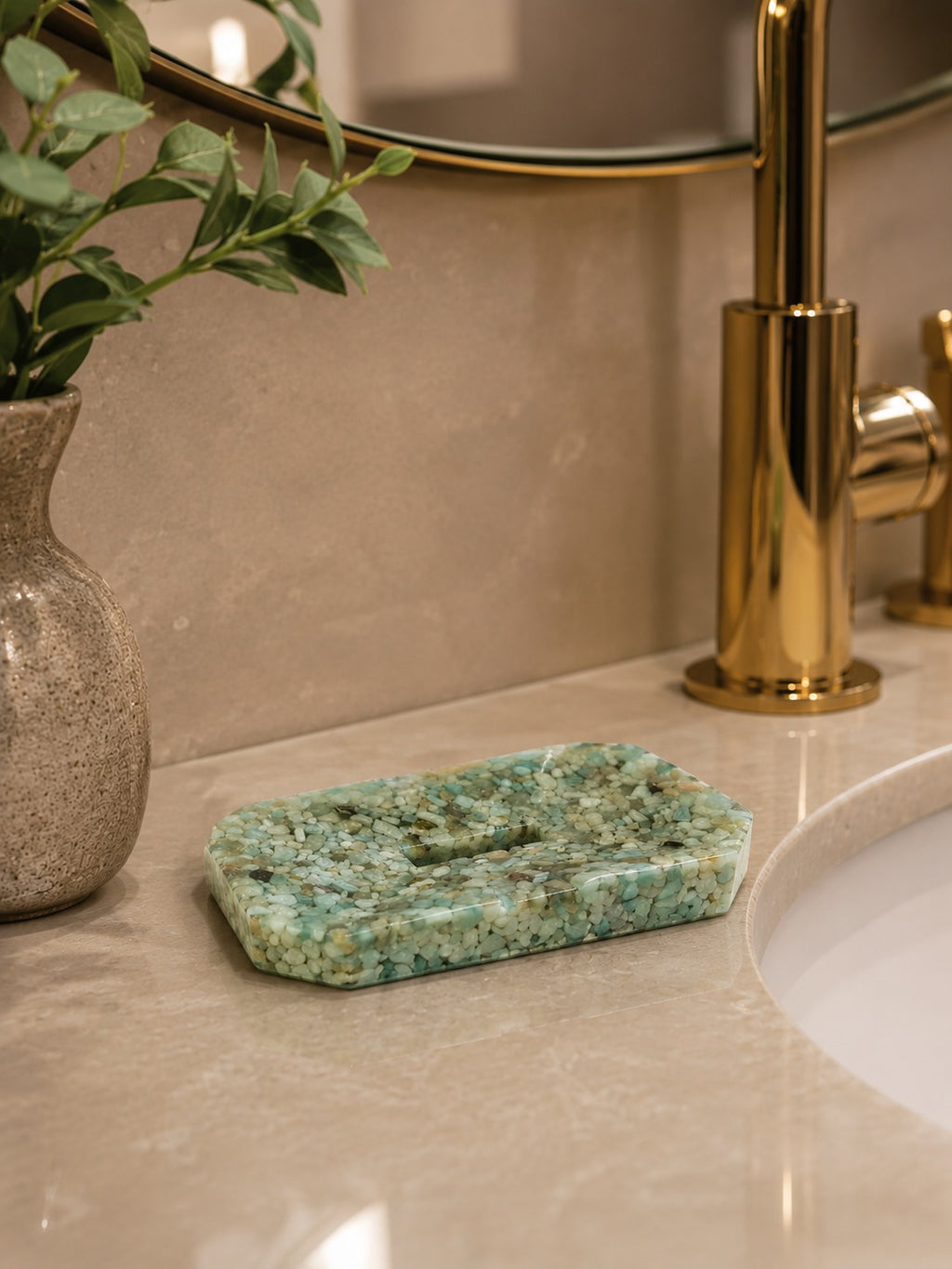 Porta Sabonete Saboneteira Elegance Premium Luxuosa Kasameo Verde Tifany