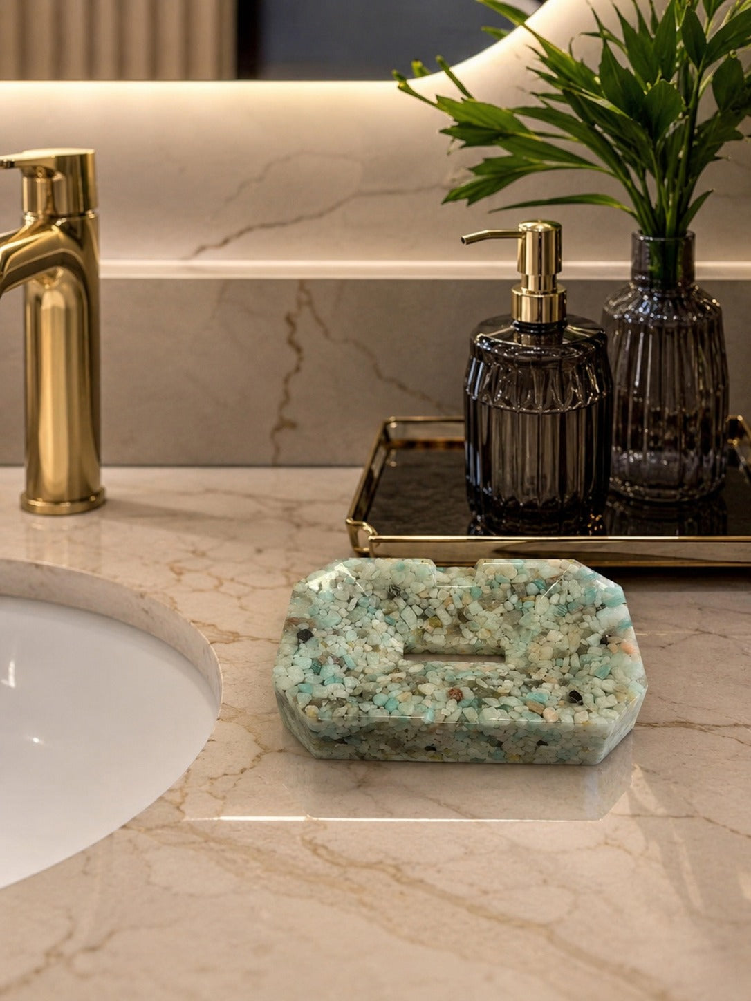 Porta Sabonete Saboneteira Elegance Premium Luxuosa Kasameo Verde Tifany