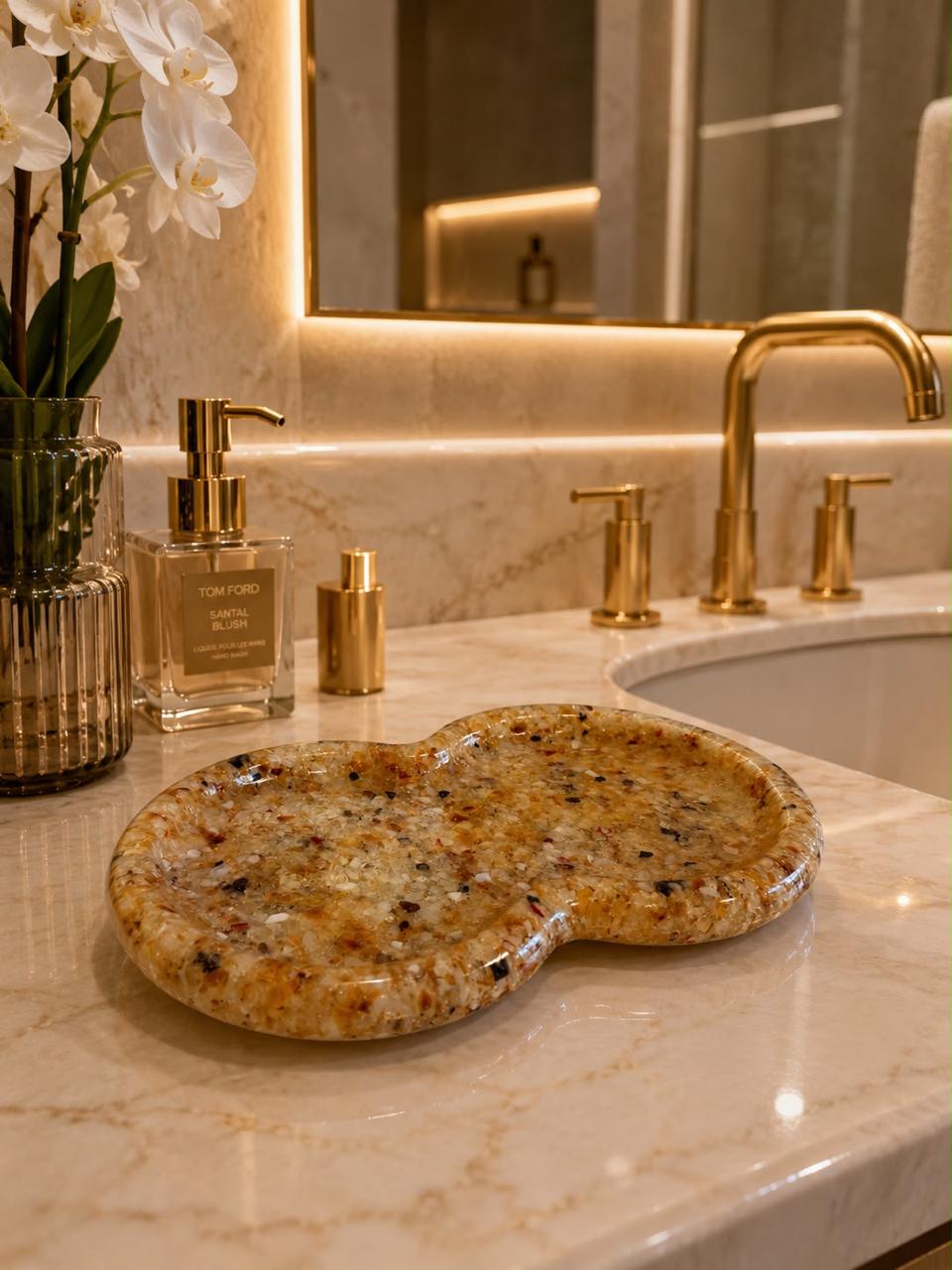 Bandeja Decorativa de Pedra Infinito para Lavabo Kasameo Citrino