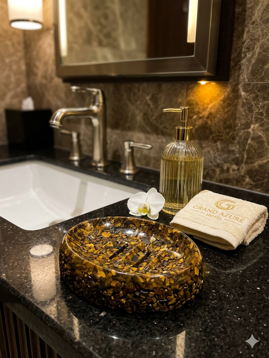 Porta Sabonete Saboneteira Luxo Lavabo Cor Olho de Tigre