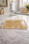 Bandeja De Pedra Para Lavabo Decorativa Quadrada Premium Cor Citrino
