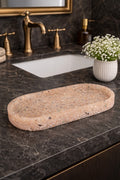 Bandeja De Pedra Trio Para Lavabo Decorativa Oval Grande Cor Rosa