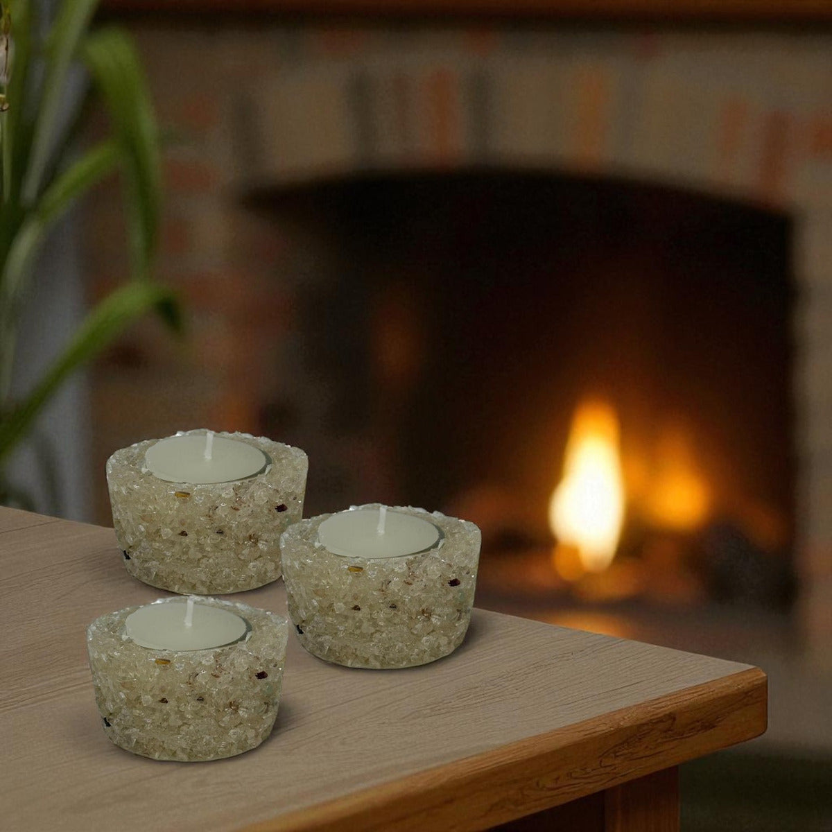 Vela Aromática Em Pedras Naturais Presente Decorativa Floral - Citrino