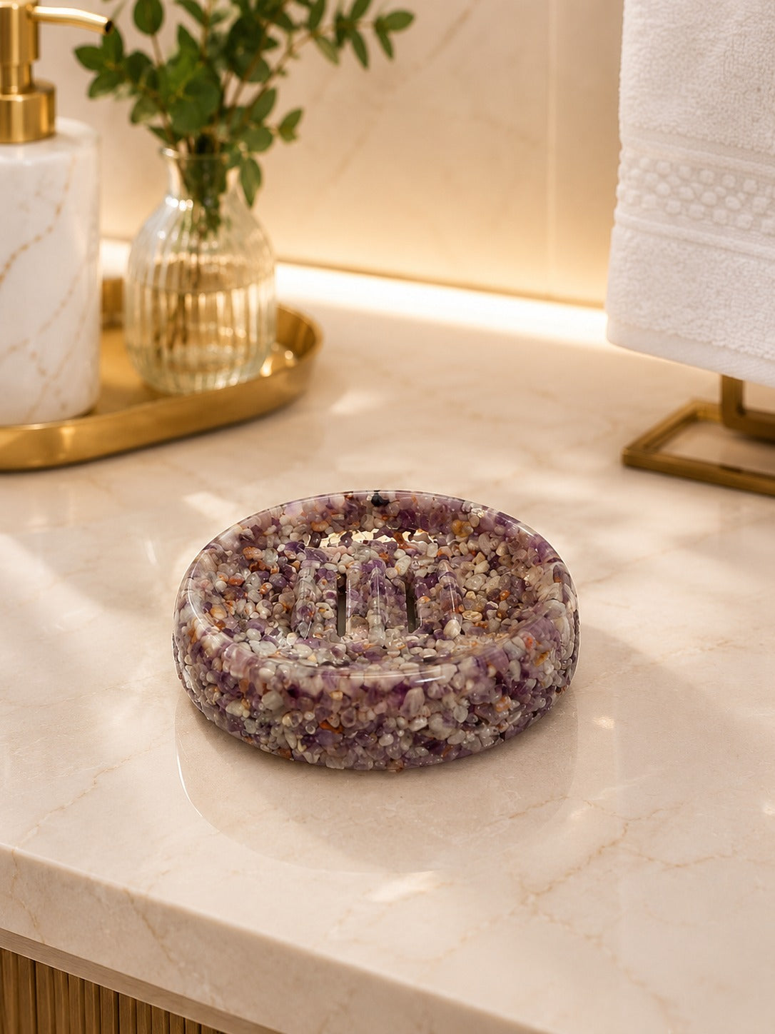 Porta Sabonete Saboneteira Luxo Lavabo Linha Premium Ametista Premium