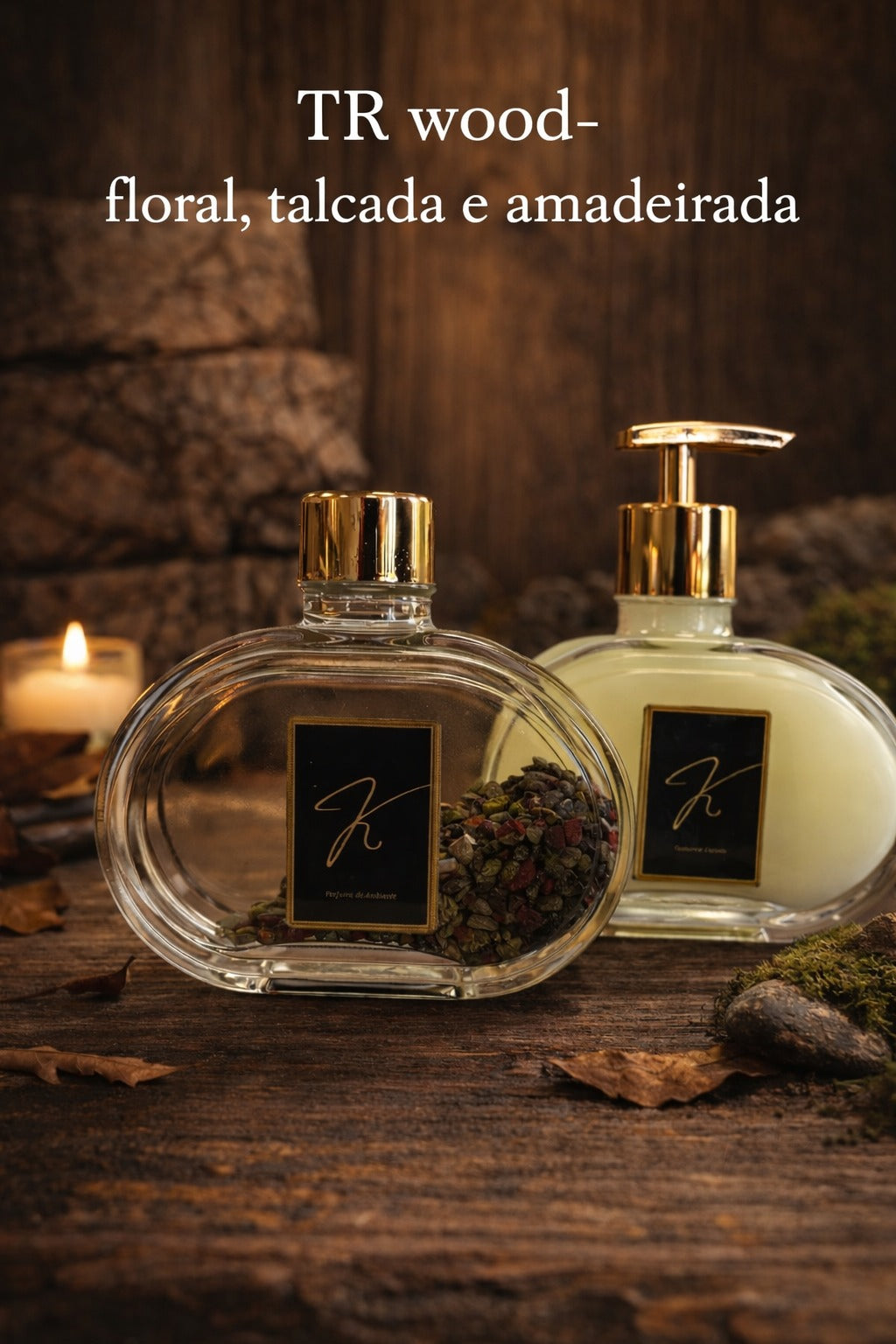 Kit Vidro Lavabo Luxo Presente Decorativo Dourado - Amadeirado (Tr Wood)