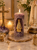 Vela Aromática Nossa Senhora Aparecida em Quartzo Ametista