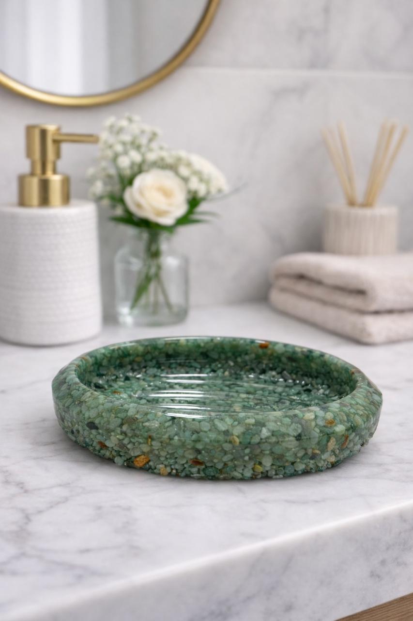 Porta Sabonete Oval Saboneteira Luxo Lavabo Banheiro Cor Verde