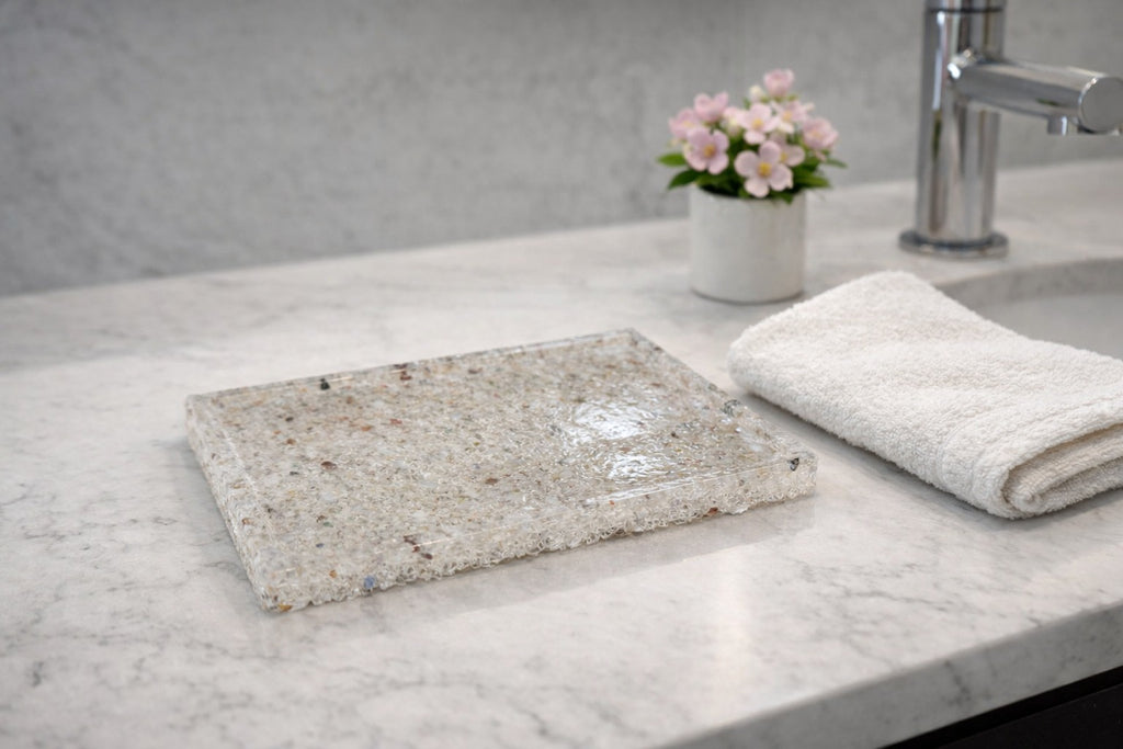 Bandeja De Pedra Para Lavabo Decorativa Quadrada Cor Cristal