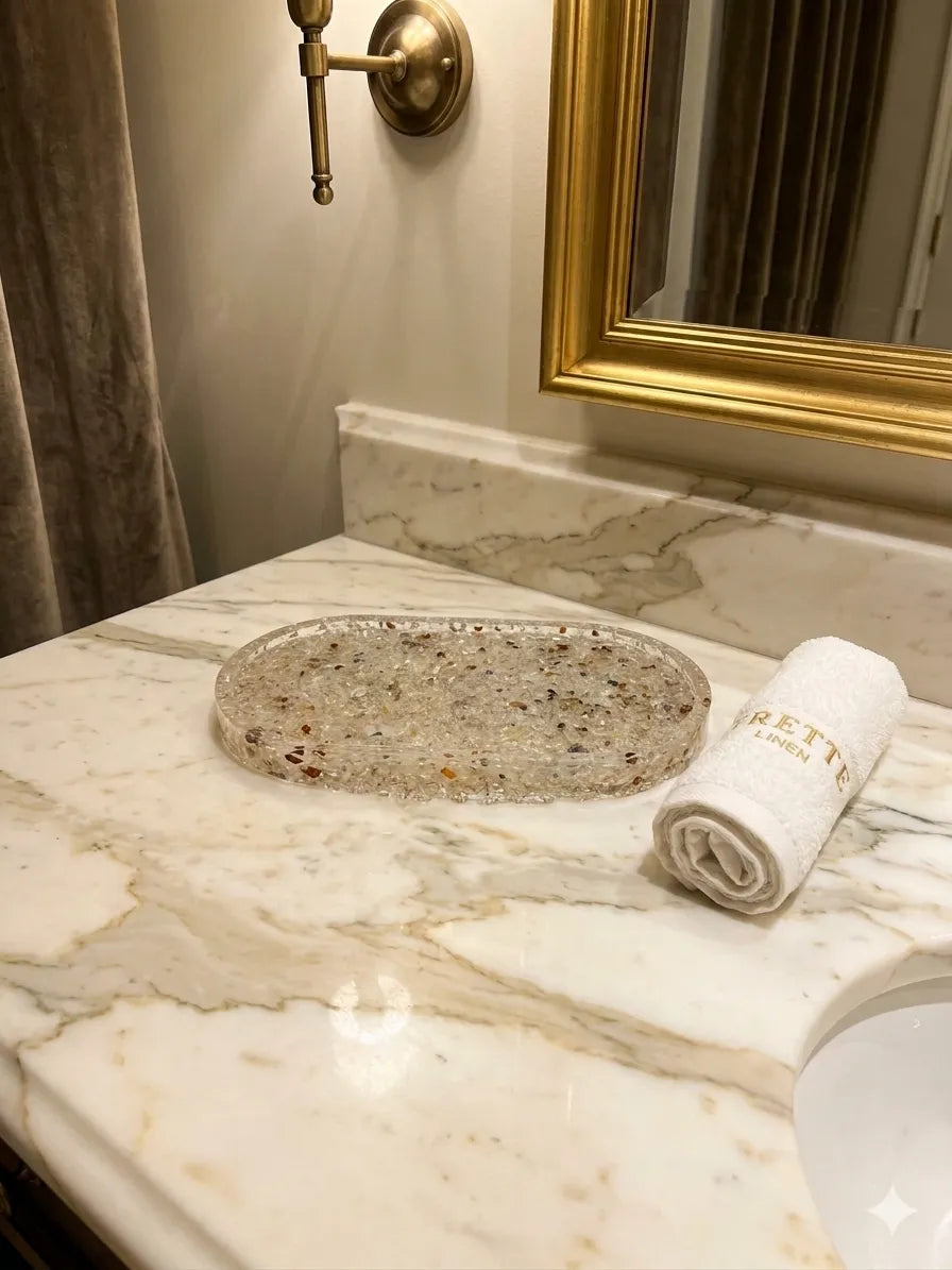Bandeja De Pedra Para Lavabo Decorativa Oval Cor Cristal