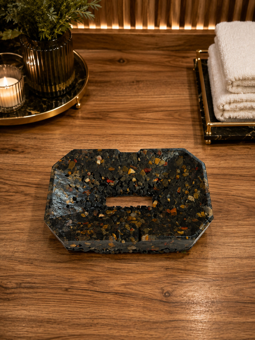 Porta Sabonete Saboneteira Elegance Premium Luxuosa Kasameo Agata Negra