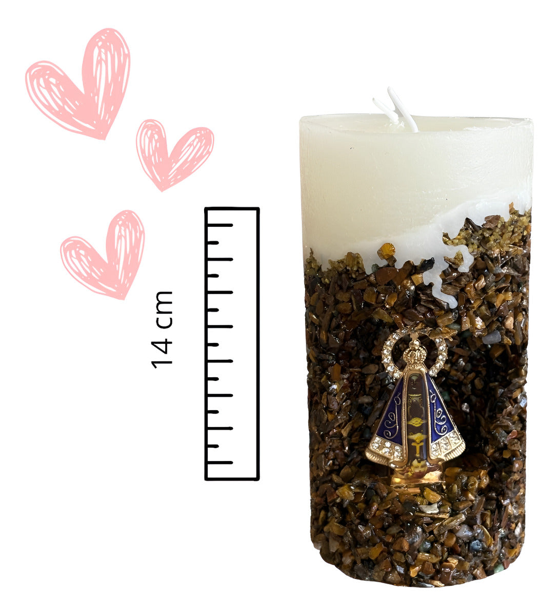 Vela Artesanal Aromática Religiosa Nossa Senhora Marrom Nossa Senhora Aparecida Floral