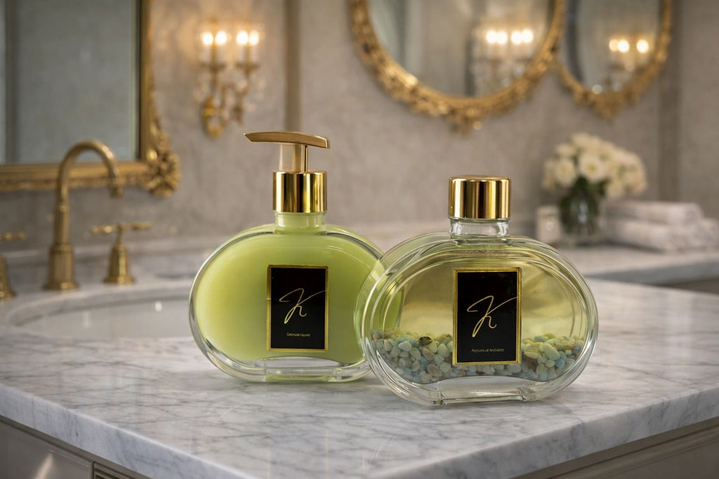 Kit Vidro Lavabo Luxo Presente Decorativo Dourado - Kasameo