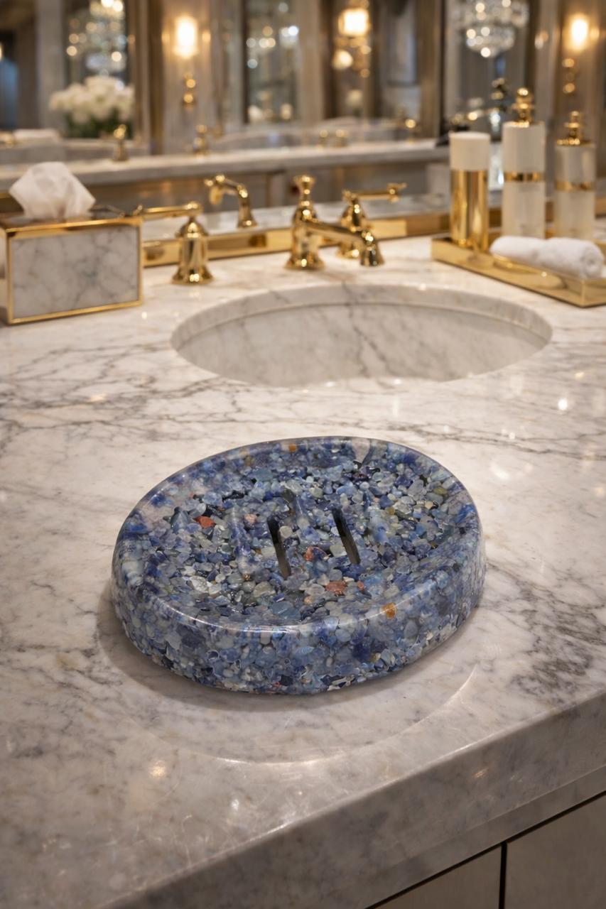 Porta Sabonete Saboneteira Luxo Lavabo Cor Azul