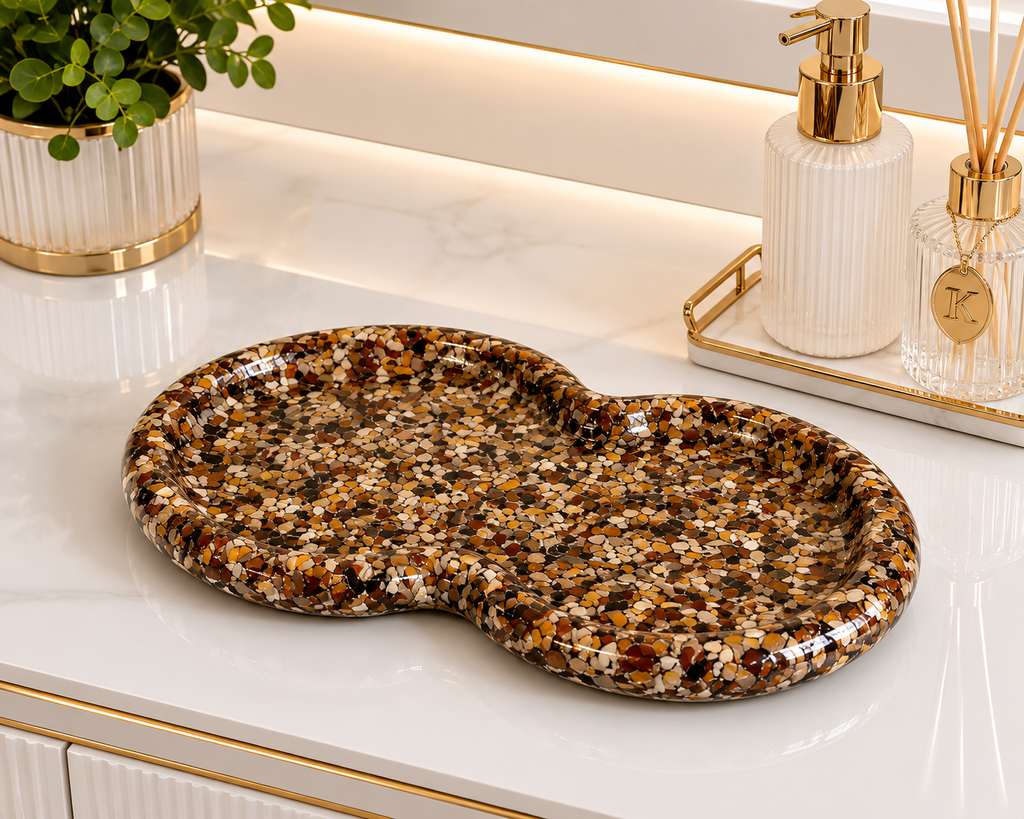 Bandeja Decorativa de Pedra Infinito para Lavabo Kasameo Jaspe Zebra