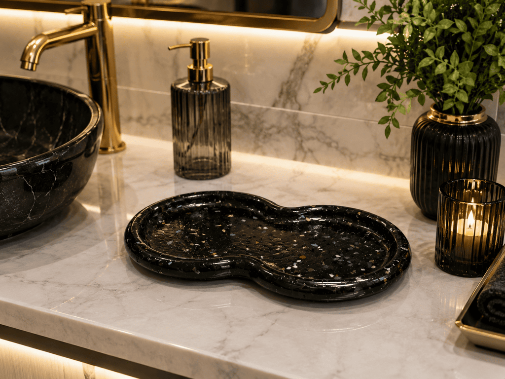 Bandeja Decorativa de Pedra Infinito para Lavabo Kasameo Preto