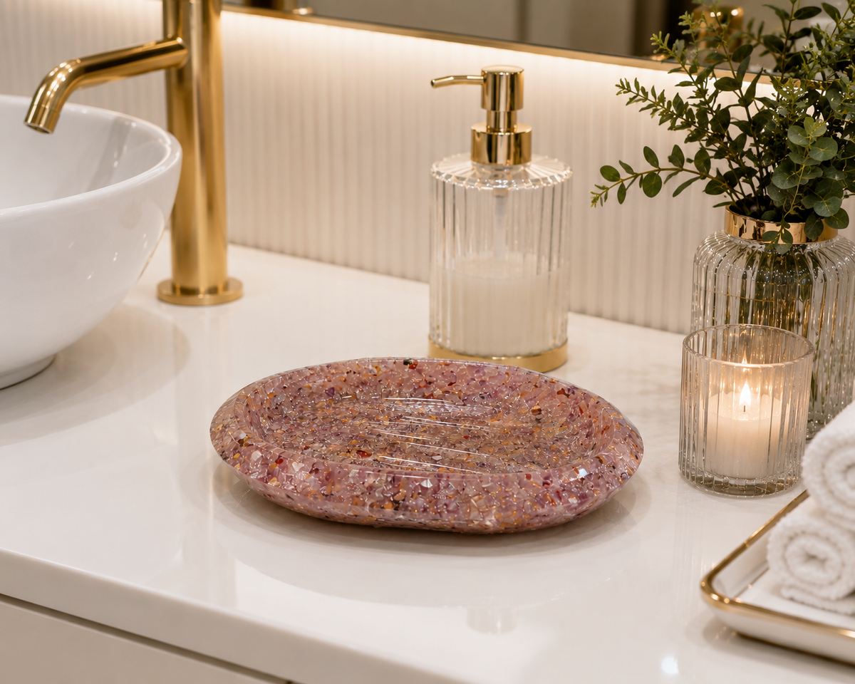 Porta Sabonete Oval Saboneteira Luxo Lavabo Banheiro Ametista