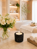 Vela Aromática Pedras Naturais Presente Decorativa Floral - Preto