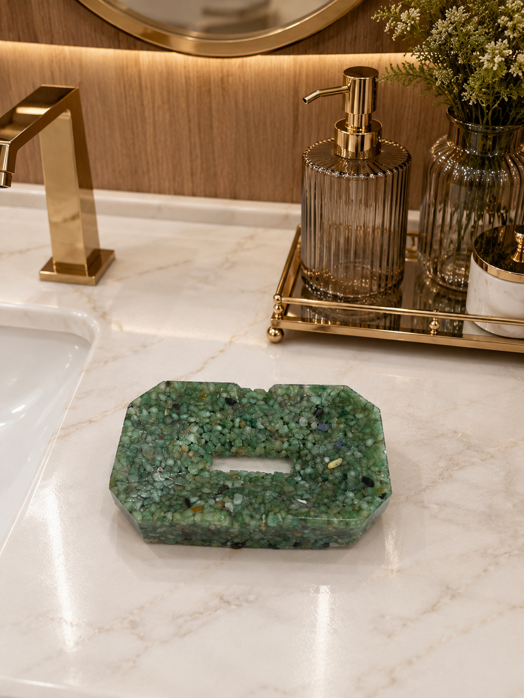 Porta Sabonete Saboneteira Elegance Luxuosa Kasameo Verde