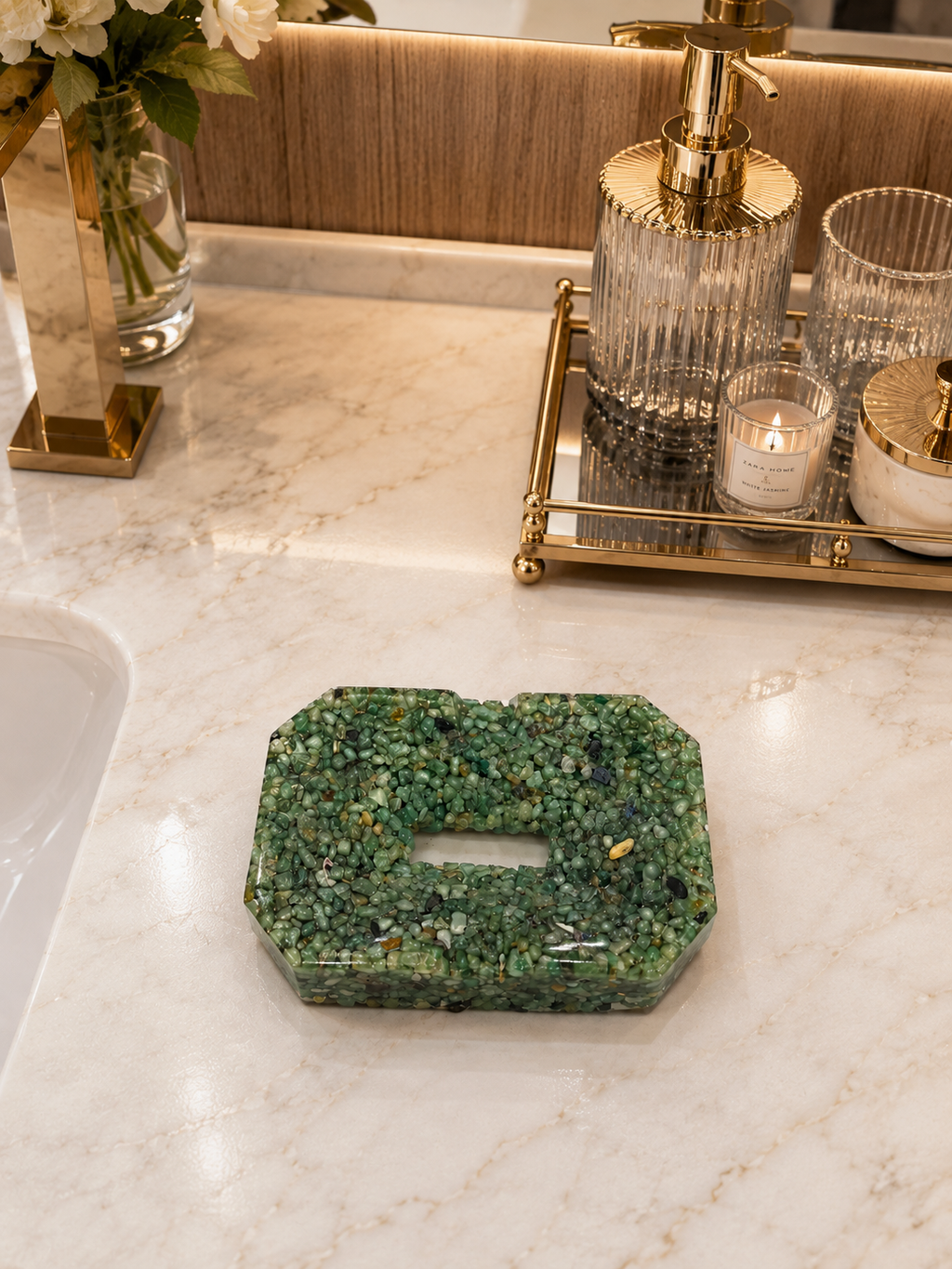 Porta Sabonete Saboneteira Elegance Luxuosa Kasameo Verde