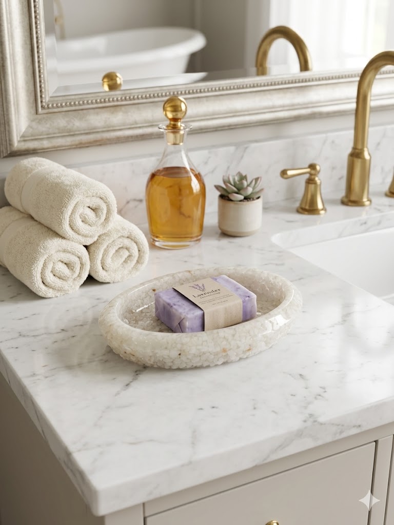 Porta Sabonete Oval Saboneteira Luxo Lavabo Banheiro Cor Branco