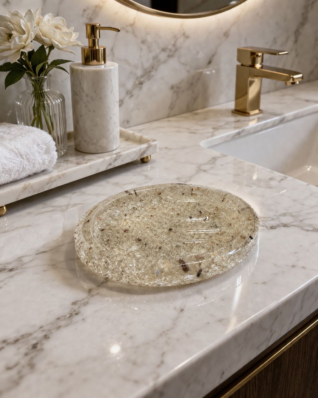 Porta Sabonete Oval Saboneteira Luxo Lavabo Banheiro Cor Cristal